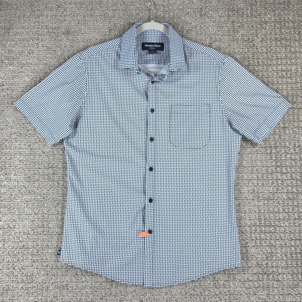 Mizzen + Main Leeward Mens Medium Trim‎ Short Sleeve Button Up Shirt Blue White - Picture 2 of 8